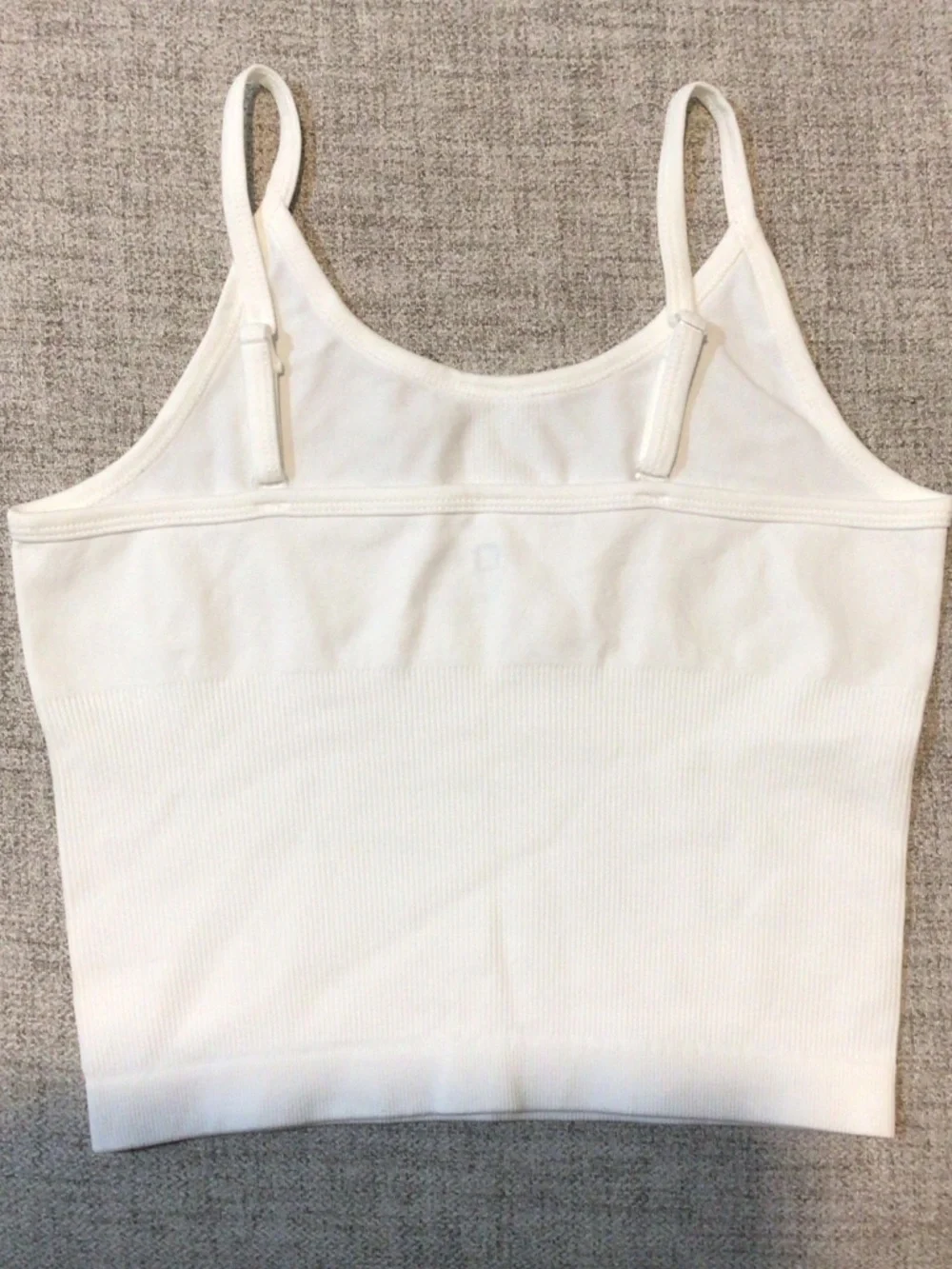 Classic White Ribbed Cropped Camisole with Adjustable Straps - Picture 1 of 3